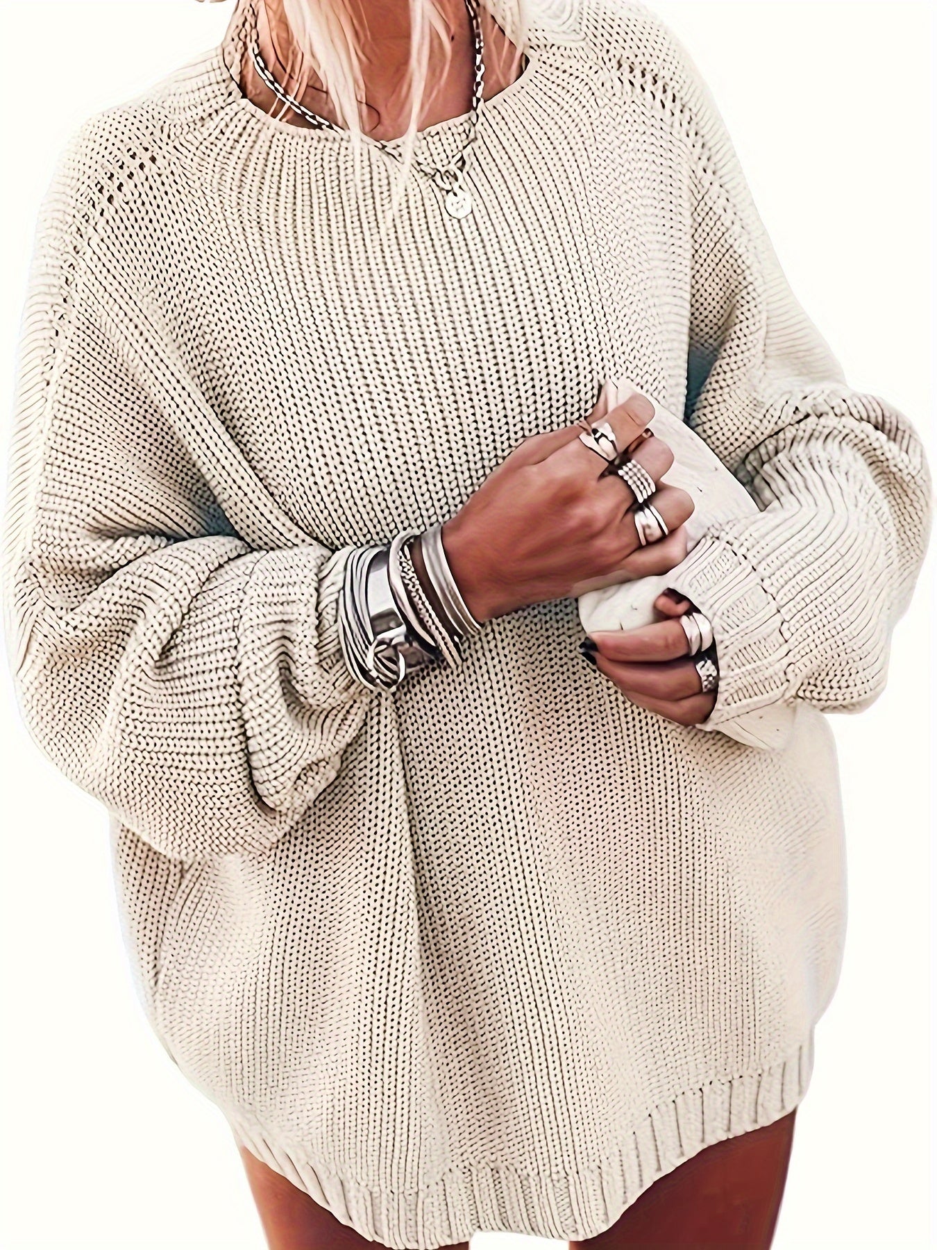 Solid Long Sleeve Casual Sweater