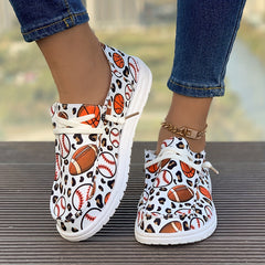 Women's Skate Shoes with Sports Pattern Design Lace up Flat Sneakers