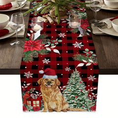 Polyester Square Table Runner Merry Christmas Theme Holiday Decoration