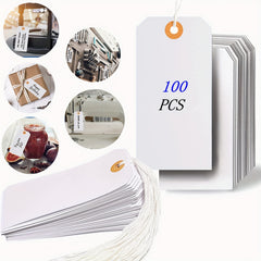 100pcs Writable Blank Luggage Labels with Wire Ties & Eyelet