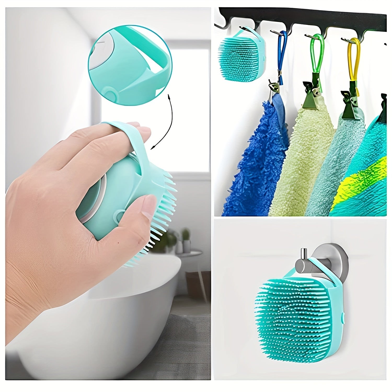 Silicone Pet Bath Brush with Shampoo Dispenser for Grooming