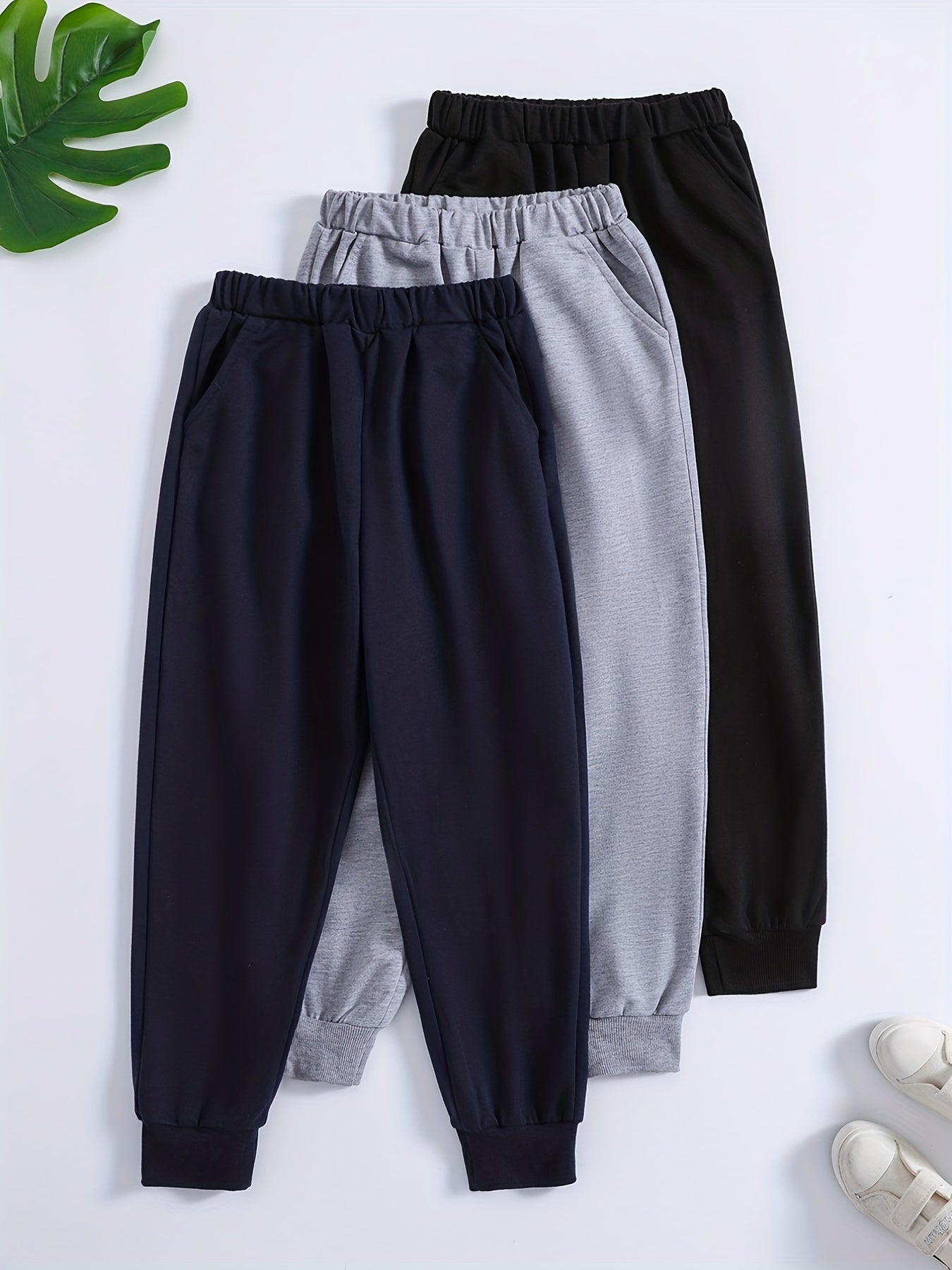 3pcs Boys Casual Active Sweatpants Jogger Sports Pants Kids Clothes
