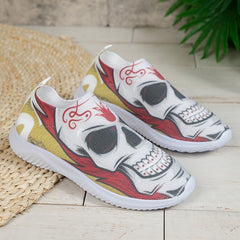 Women's Halloween Skull Knit Sock Shoes Lightweight Slip On Sneakers
