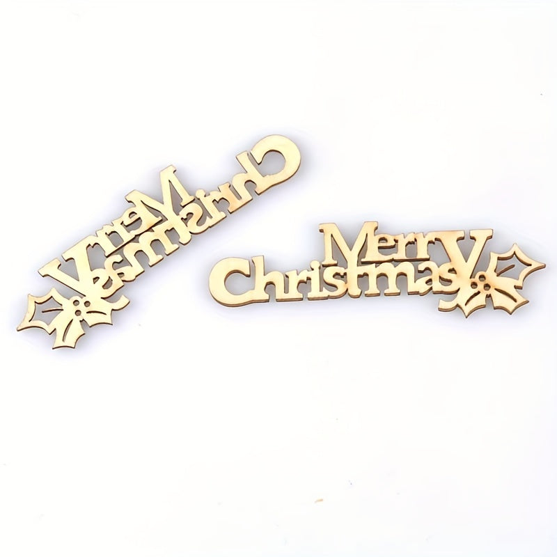 10pcs Merry Christmas Hanging Ornaments Wooden Letter Crafts DIY Home Decor Xmas