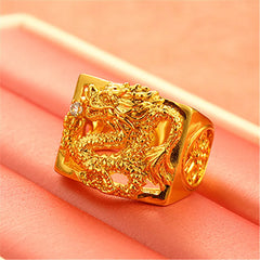 24k Masculine Dragon Diamonds Men's Ring Fine Jewelry Size