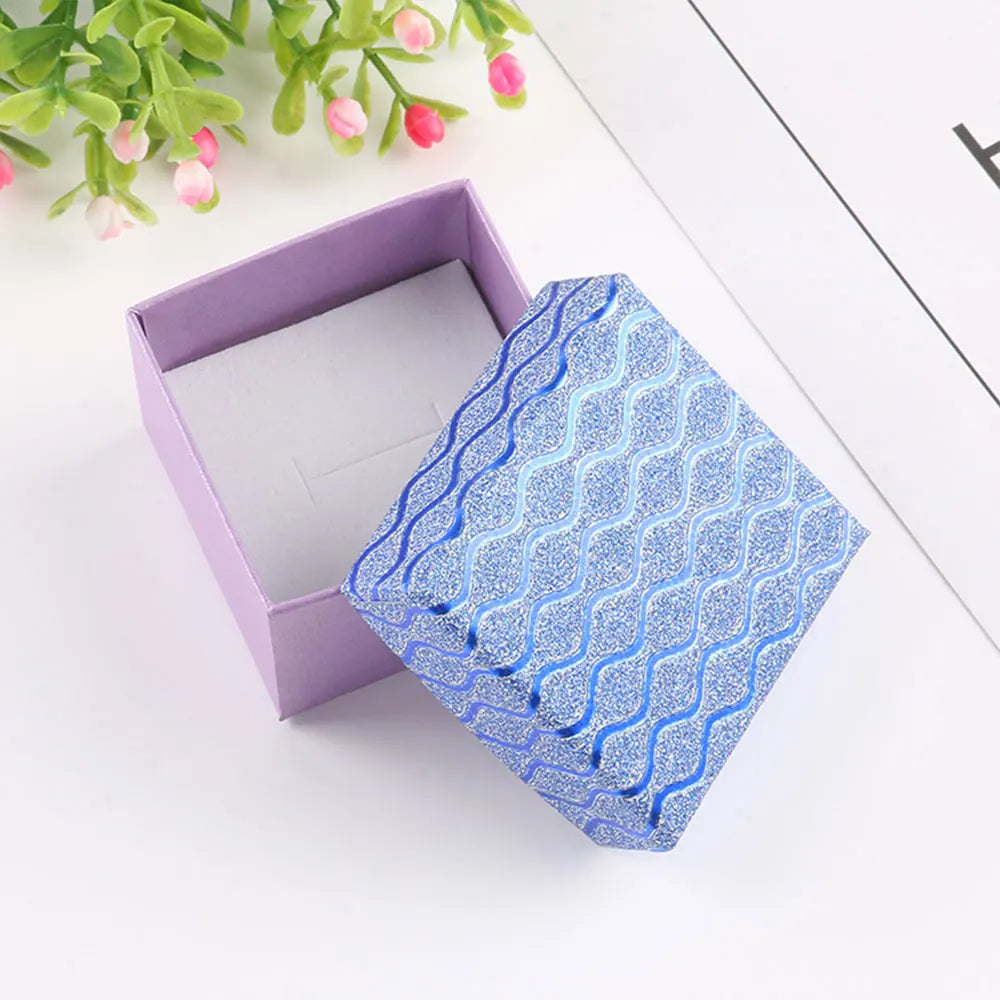 Glittering Water Ripple Paper Jewelry Box For Candy Ring Christmas Engagement