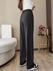 Solid High Waist Draped Long Length Pants
