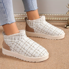 Winter Fleece Lined Slip On Snow Boots Outdoor Anti Slip Warm Ankle Boots