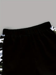 2pcs Baby Boys Block Pocket Patched T shirt & Shorts Set