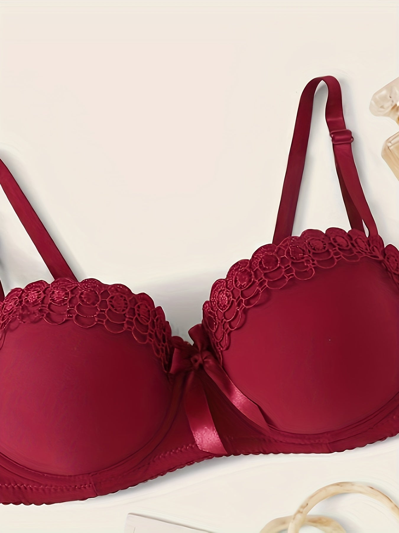 2pcs Lace Push Up Bras Comfy Bow Tie Bra Women's Lingerie & Underwear