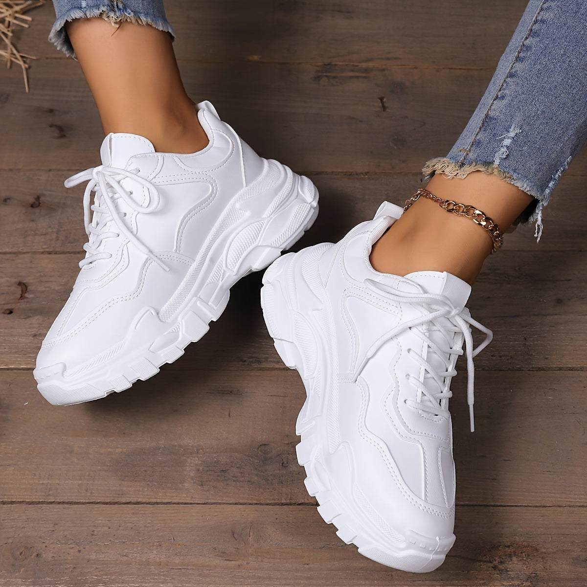 Comfortable Casual Women's Skateboard Shoes Non slip Chunky Sneakers