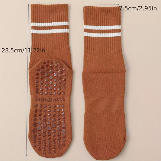 Women's Thermal Long Tube Non Slip Yoga Socks with Grips