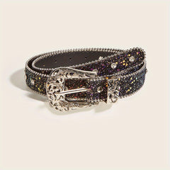 Y2K Butterfly Rhinestone Wide Belt Inset Style Sparkling Cowboy Belt