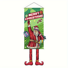 1pc Christmas Hanging Cloth Poster Party Decorations Supplies Props