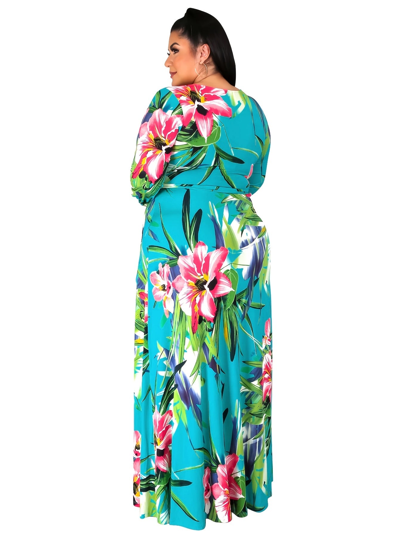 Floral Print V Neck Maxi Dress