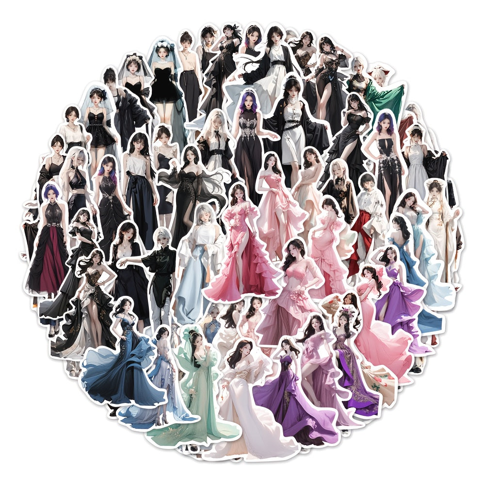 100pcs Girls Formal Dress PVC Waterproof Stickers Pack For Kids