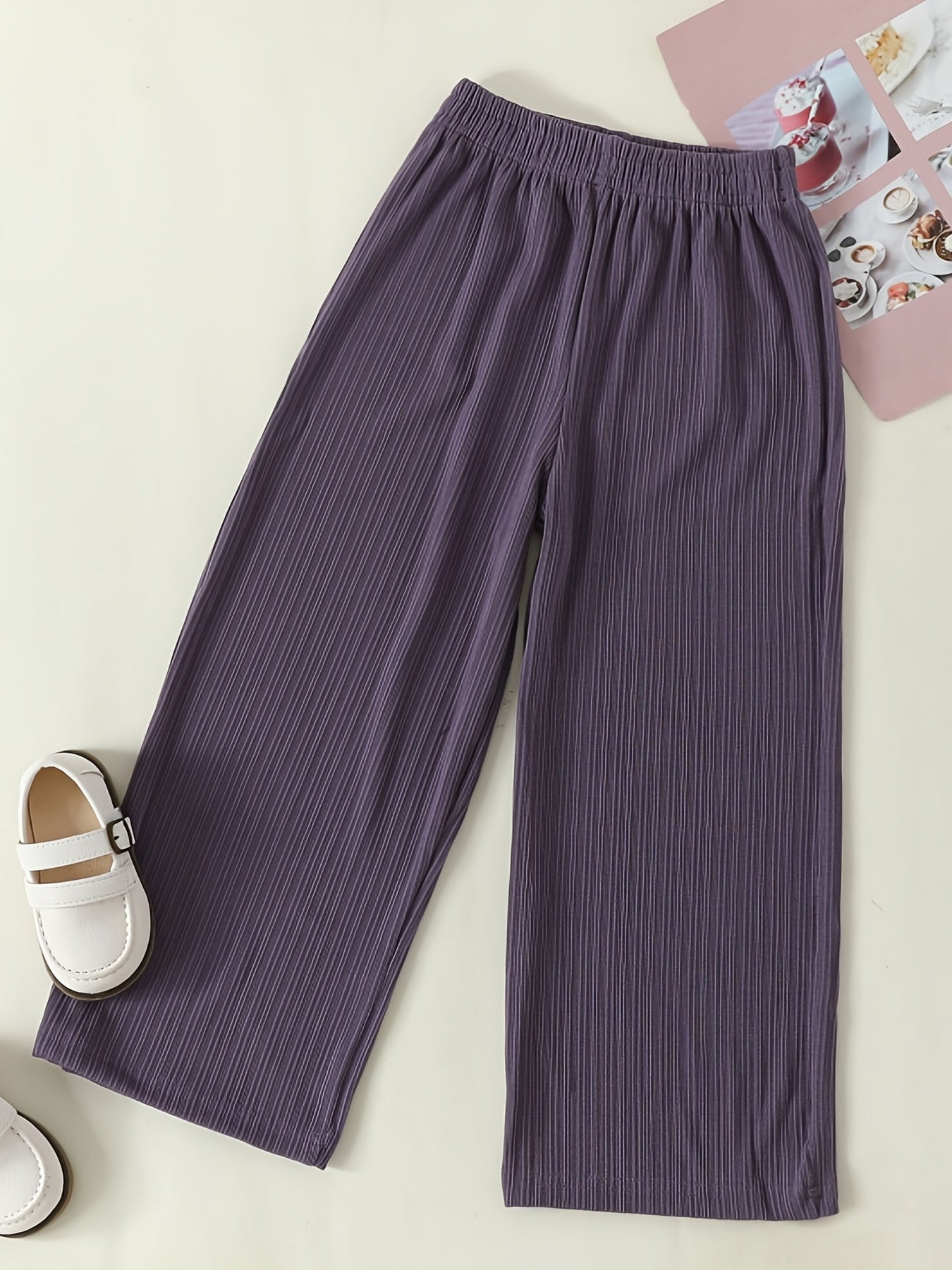 Girls Loose Trousers Elastic Waist Wide Leg Pants Kids Clothes