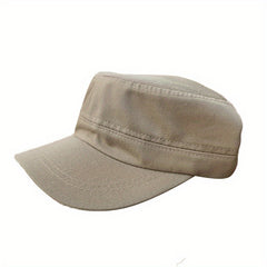 Vintage Washed Cotton Solid Flat Cap Outdoor