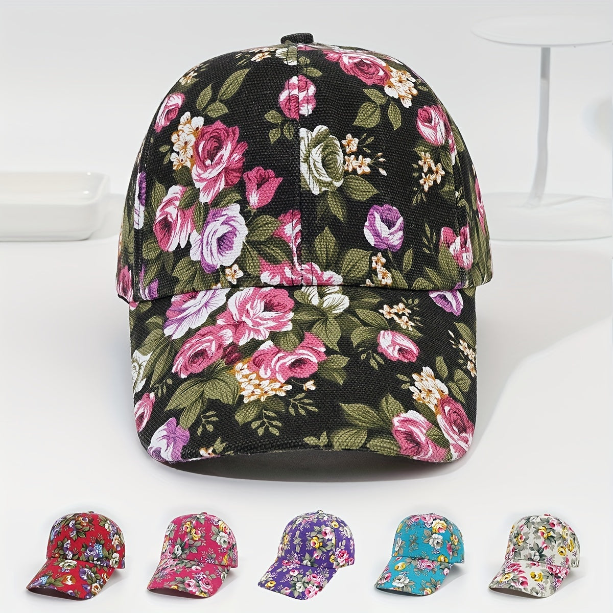 Vintage Flower Print Baseball Cap Spring & Summer Sunscreen Sports Hat