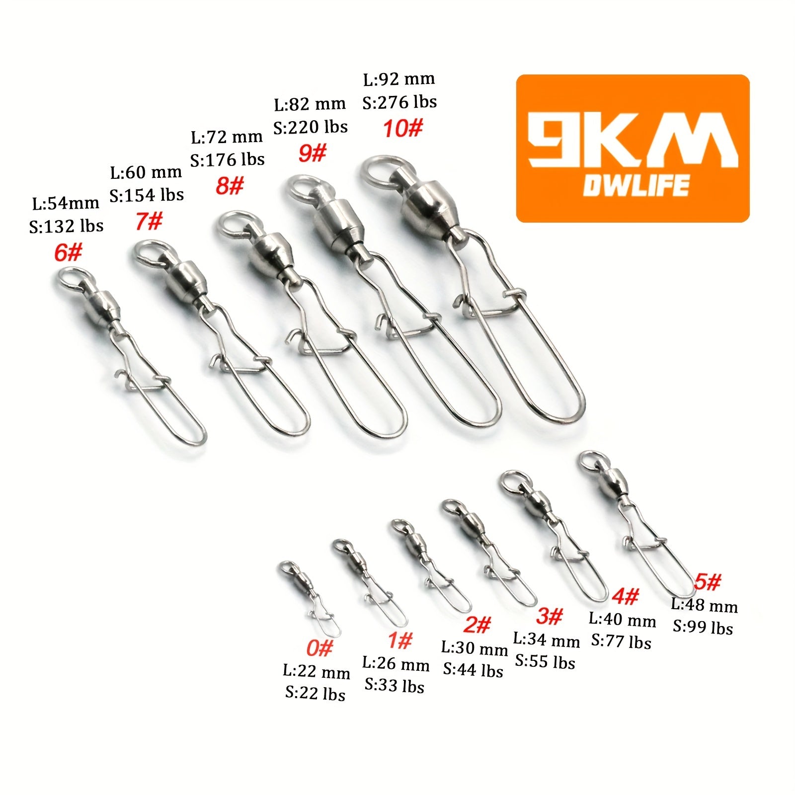 9KM Stainless Steel Swivels with Duolock Snaps for Fishing