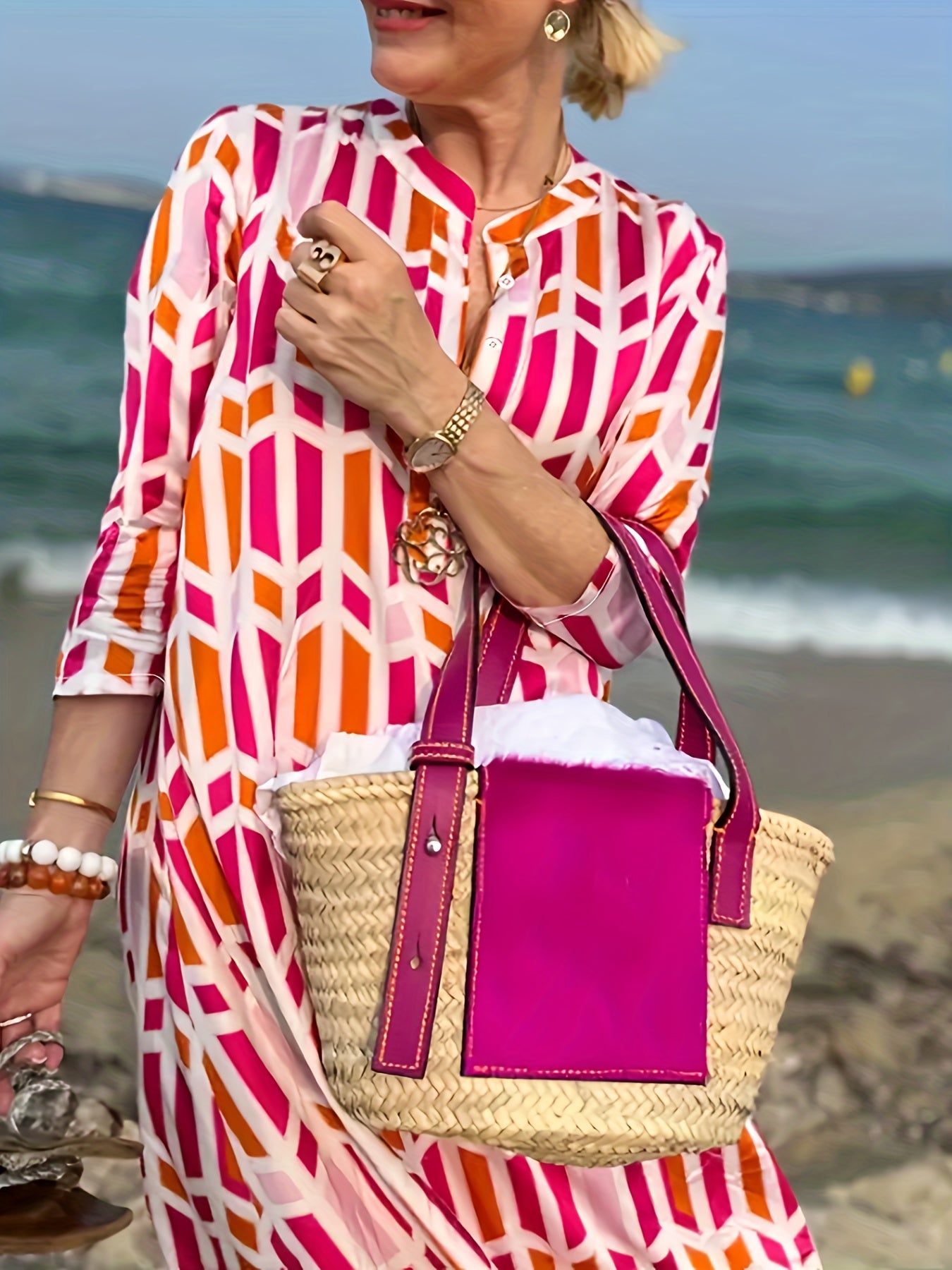 Women's Geometric Print Maxi Dress