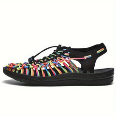 Women's Colorful Woven Rope Slip on Summer Sandals