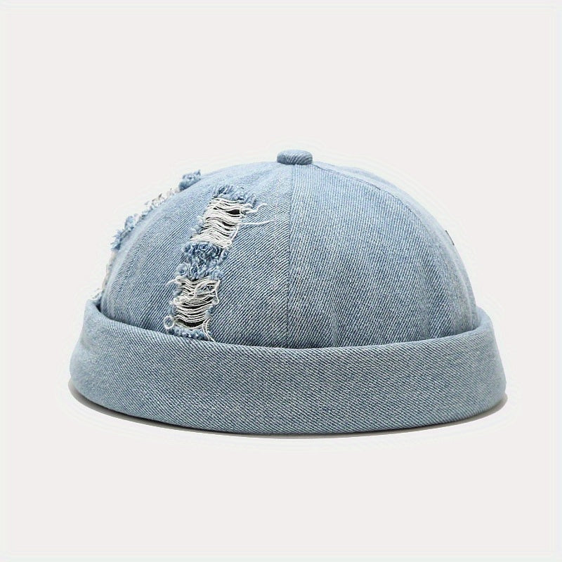 Vintage Jeans Men Brimless Cap Rolled Cuff Retro Hat
