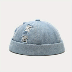 Vintage Jeans Men Brimless Cap Rolled Cuff Retro Hat