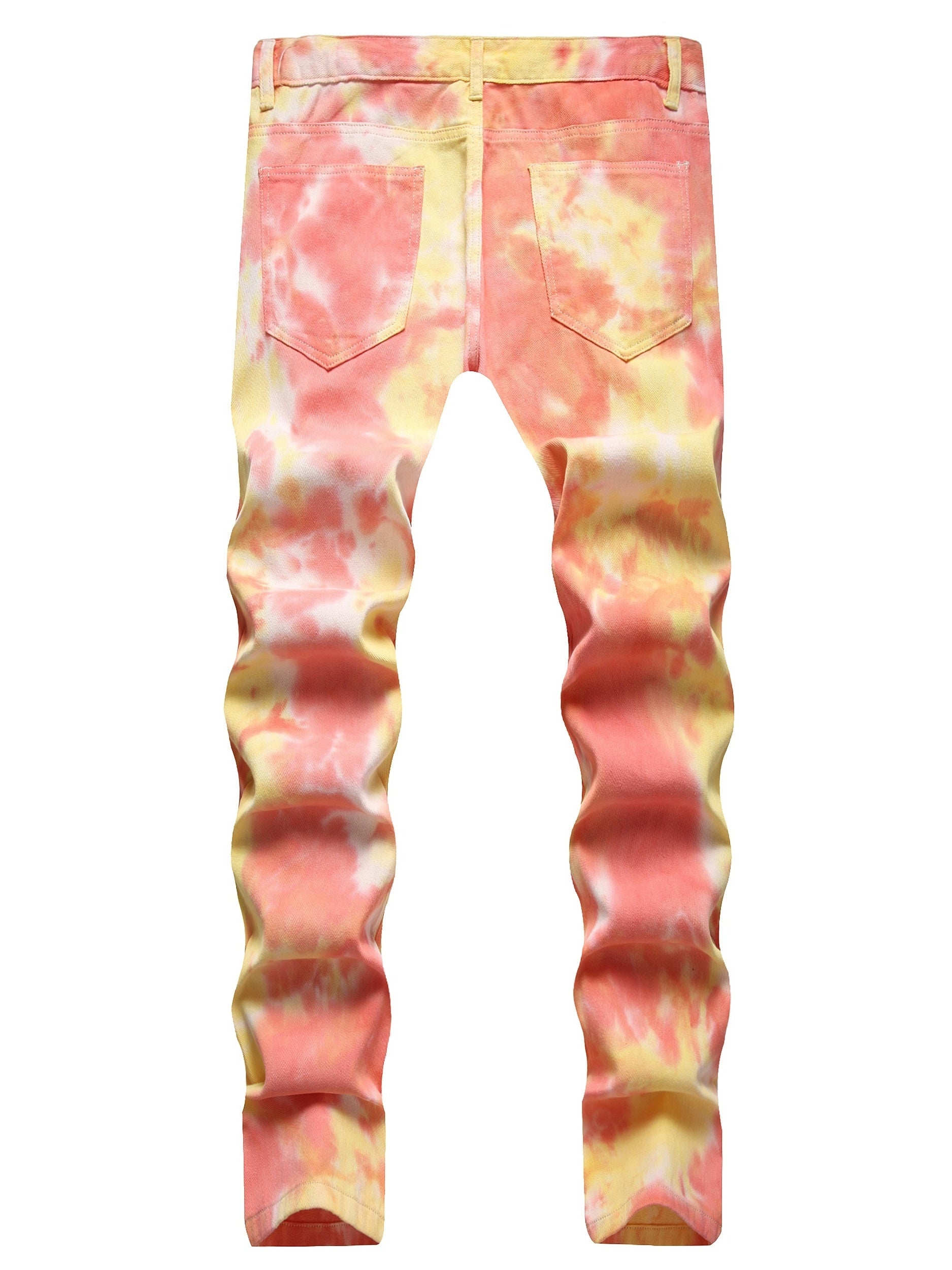 Men's Tie Dye Slim Fit Jeans Casual Street Style Denim Pants