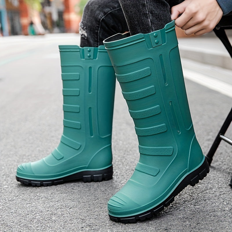 Men High Top Rain Boots Waterproof Non slip Shoes for Outdoor Walking Fishing