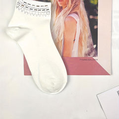 5 Pairs Rhinestone Crew Socks for Women - Comfy & Breathable Stockings