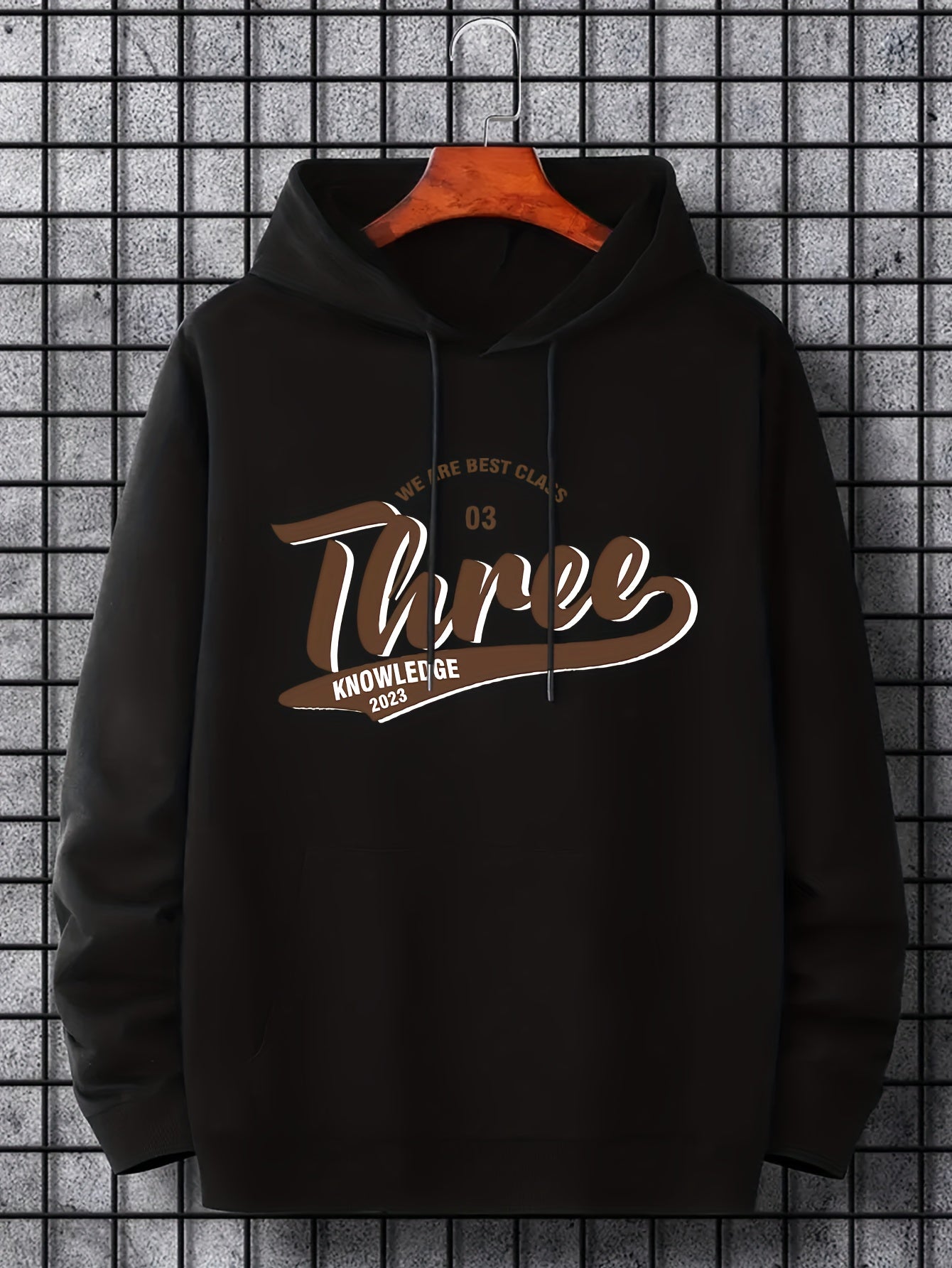 Men's Three Print Hoodie Casual Stretch Hooded Sweatshirt