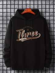 Men's Three Print Hoodie Casual Stretch Hooded Sweatshirt