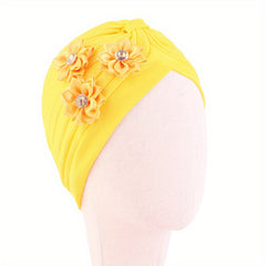 Kids' Diamond Flower Pleated Turban Hat
