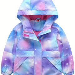 Girls' Warm Fleece Hooded Jacket with Reflective Strip