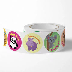 500pcs Roll Self-Adhesive Animal Reward Stickers for Classrooms
