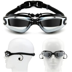 Adult Myopia Swimming Goggles Earplug Professional Pool Glasses Anti Fog Men Wom