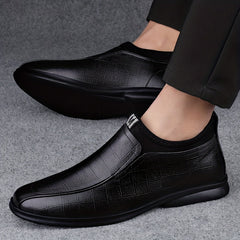 Men's Leather Plaid Loafer Shoes Wear resistant Non Slip Casual Shoes