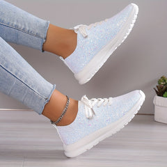 Women's Glitter Sequins Sneakers Lace Up Outdoor Shoes
