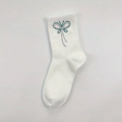 Butterfly Rhinestone Socks Crew Socks Women's Stockings