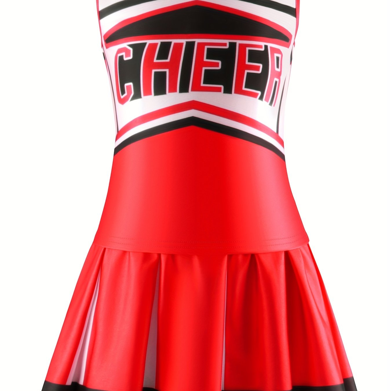 2pcs Girls Splicing CHEER Print Top Pleated Skirt Set