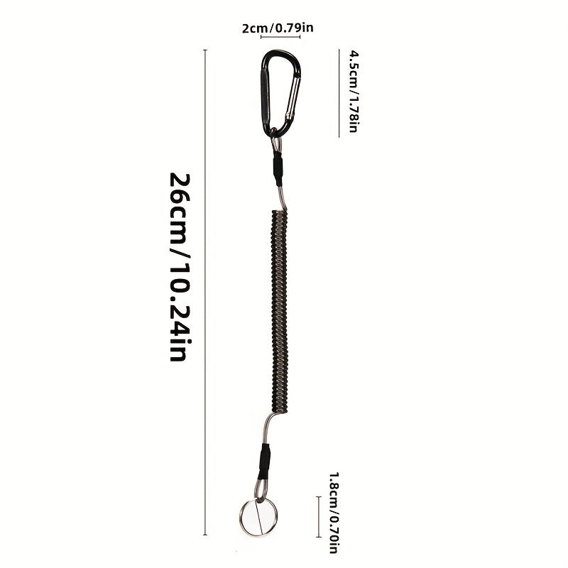 10pcs Coiled Lanyard Spring Coil Cord Keychain Fishing Rod Tool Retractable