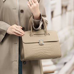Crocodile Pattern Satchel Handbag Adjustable Strap Retro Style