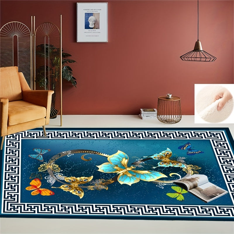 Geometric Butterfly Pattern Kitchen Rug