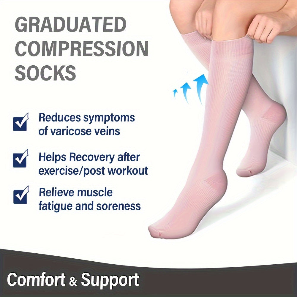Compression Socks 15-20mmHg Graduated Knee High Socks for Women & Men