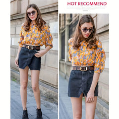 Vintage Leather Belt Solid Casual Jeans Belt for Women