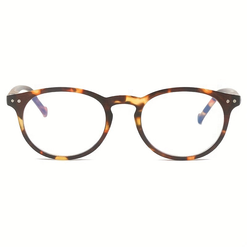 Men's Round Rivet Clear Reading Glasses Spring Leg Presbyopic Frame