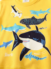 Luminous Shark Print Boys T Shirt Lightweight Tee