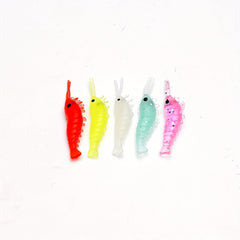 50pcs Soft Shrimp Lures Luminous Artificial Baits for Bass Crappie