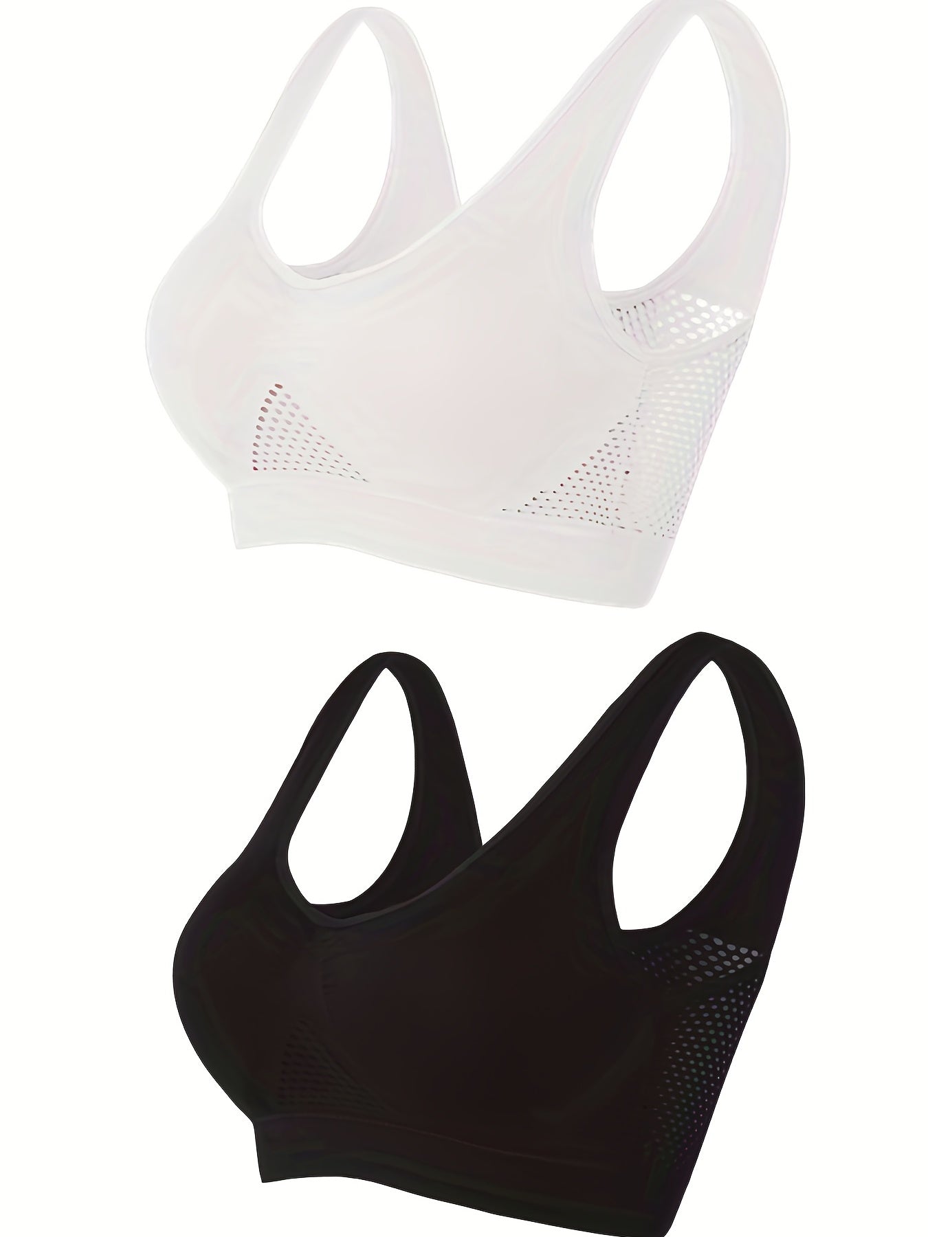2 Pack Plus Size Sports Bra Set Women's Plus Hollow Out Wireless